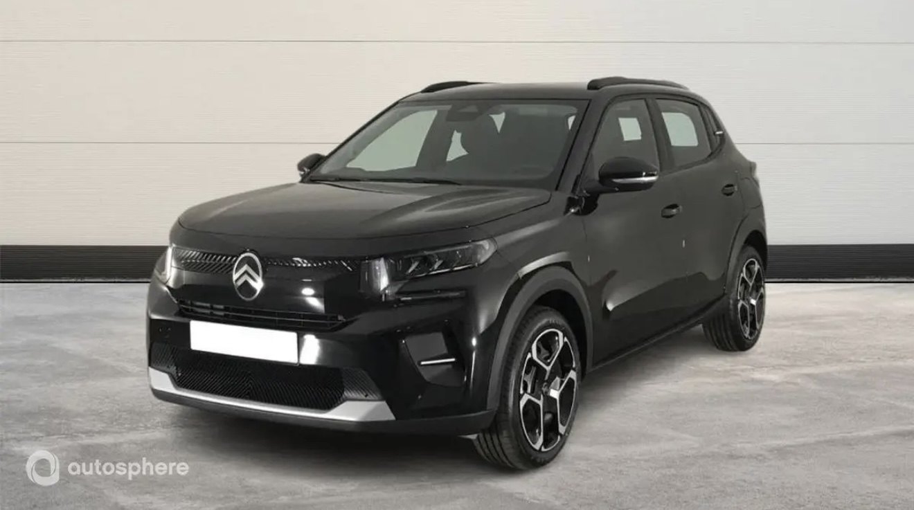 Citroën ë-C3 noire, vue de trois quarts avant